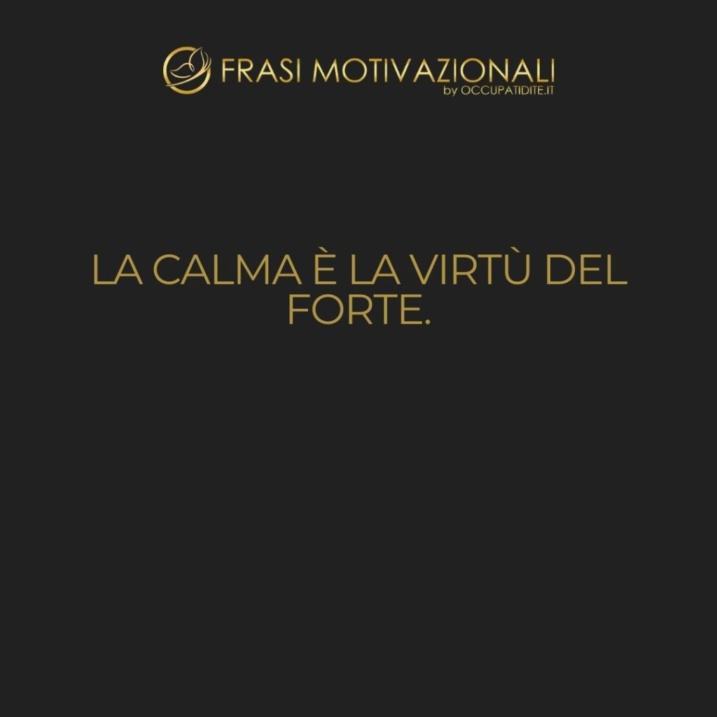 La calma è la virtù del forte.  –   Anonimo