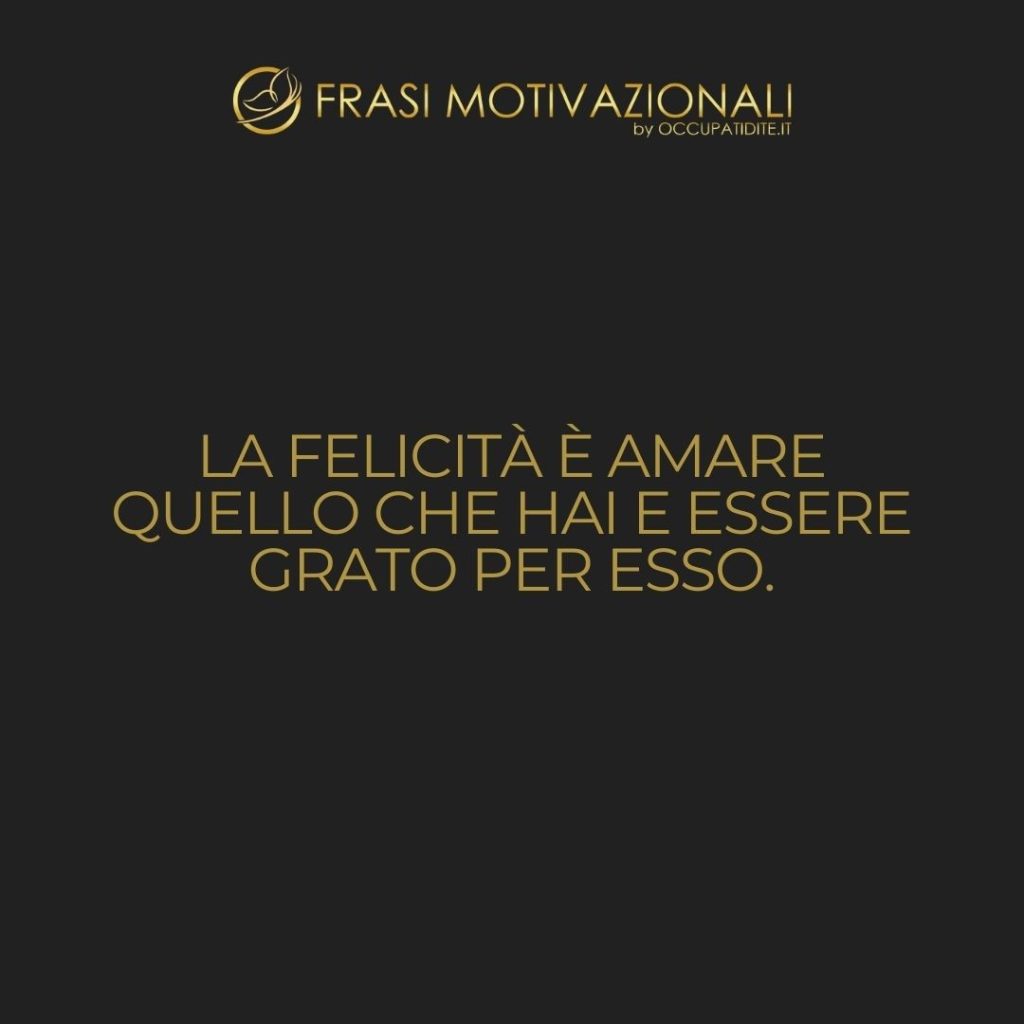 La felicità è amare quello che hai e essere grato per esso. – Anonimo